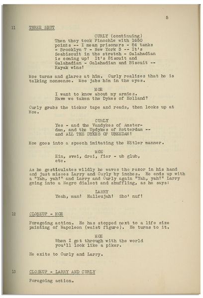 Moe Howard's 28pp. Script Dated March 1940 for The 1941 Three Stooges Film ''I'll Never Heil Again'' -- Dampstaining to Back Cover, Else Very Good